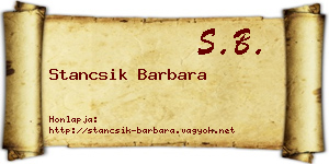 Stancsik Barbara névjegykártya